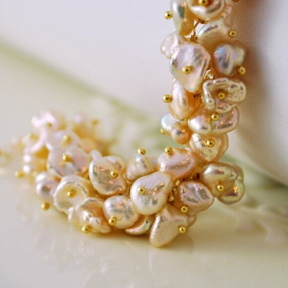 Champagne Pearl Cluster Bracelet in Gold - Picture 5 of 5